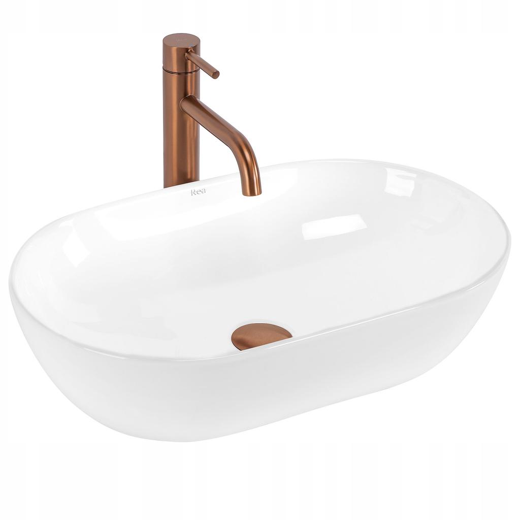 Rea Amelia White Oval Countertop Washbasin 52