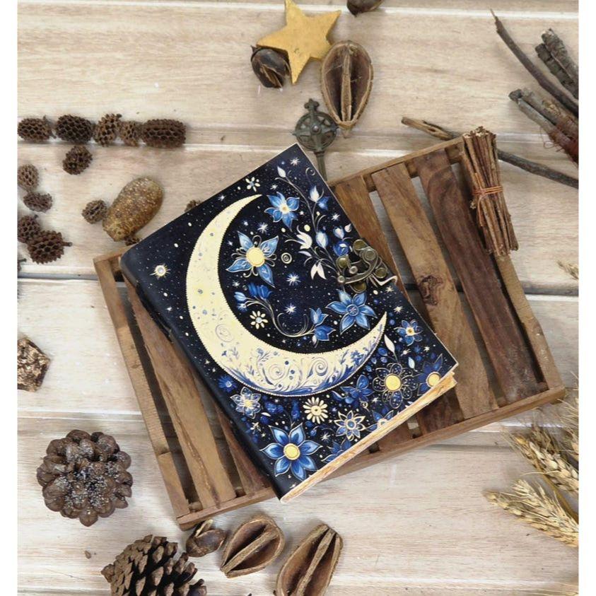 Grimoire Leather Journal, Print Tree of Life Journal, Blank Spell Book of Shadows Celestial Leather Journal Gifts For Him Her