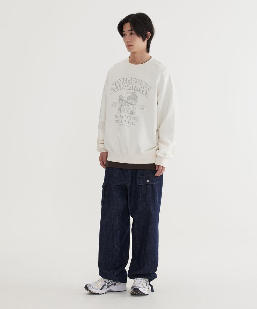 COVERNAT Palm Tree Graphic Sweatshirt Ivory