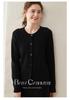 2024 Women's Cashmere Ribbed Round Neck Loose Knit Cardigan Sweater for Autumn/Winter