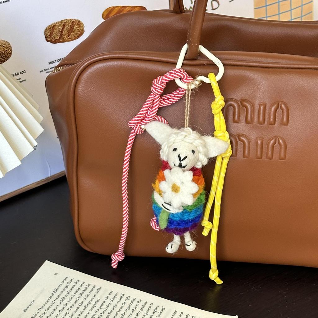 Handmade Nepal Wool Felt Bag Charm: Cute Pendant Jewelry Accessory