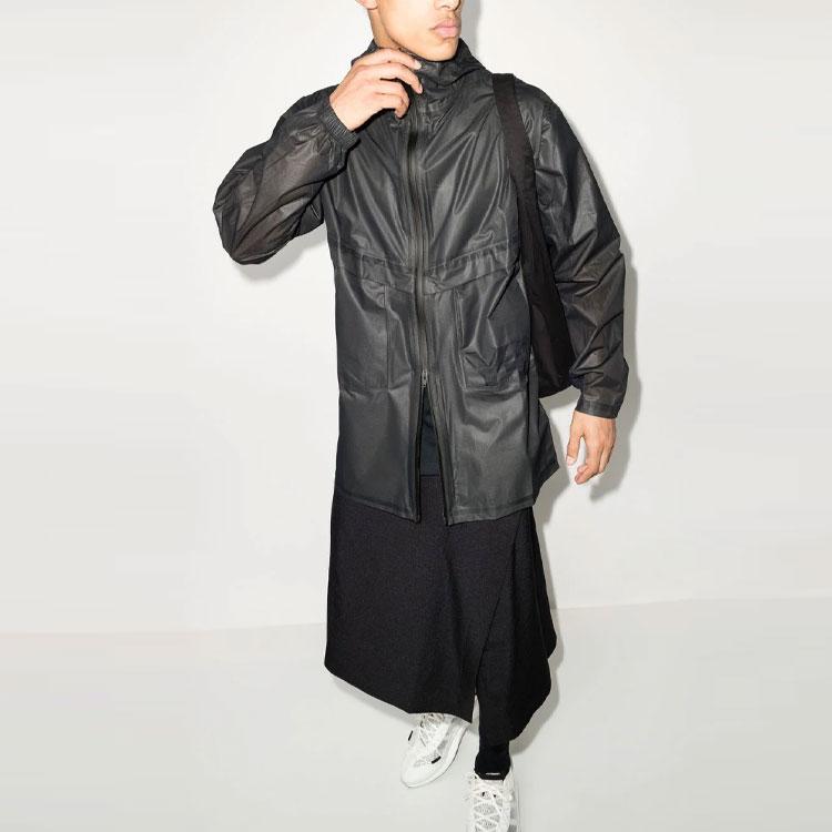 Y-3 Ss22 Concave Embossed Solid Color Letter Logo Zipper Windbreaker Men Outerwear Black HG8605