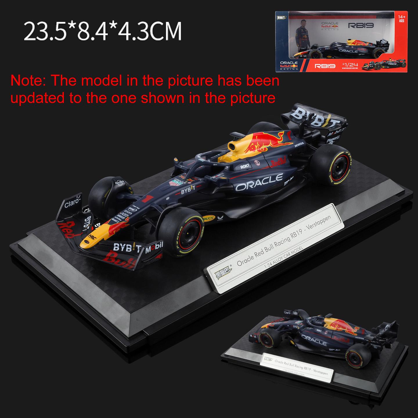

1:24 Oracle Red Bull Racing Verstappen F1 RB19 Model Car Toy Alloy Body Models Front Wheel Steer Metal Cars Hobby Collection