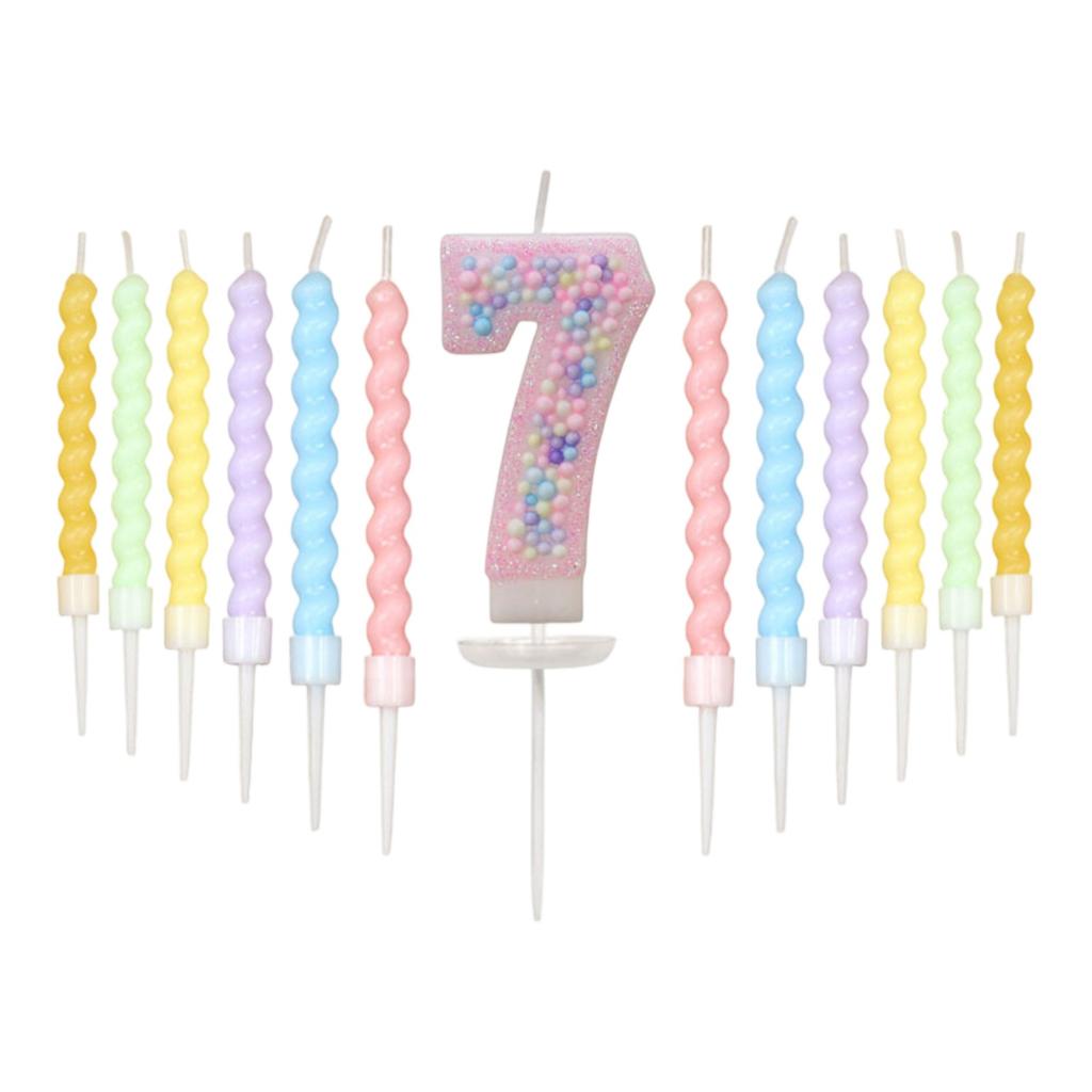 Macaron Colored Ball Threaded Candle Set Birthday Candle Decoration