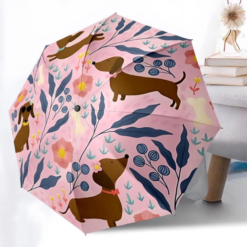 1pc Automatic Open/Close Windproof Dachshund Umbrella with Cute Dachshund Canopy & Auto-Folding Mechanism, 8-Rib Lightweight C