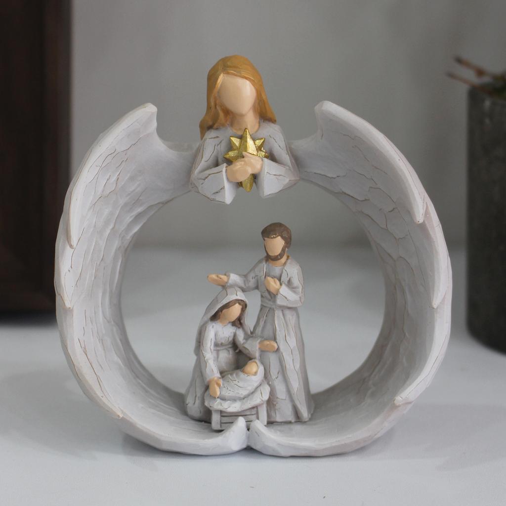 1 angel religious ornament resin handicraft, angel statue suitable for various environments, including desks, shelves, or center