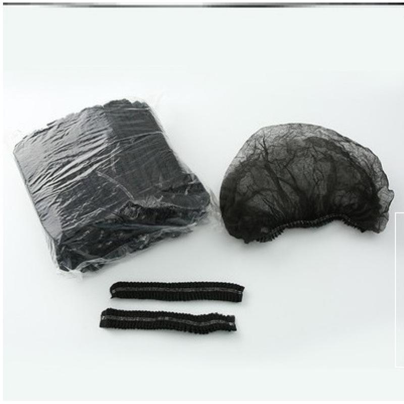 Disposable Black Hairnet Cap - Non-woven Fabric for Industrial Use