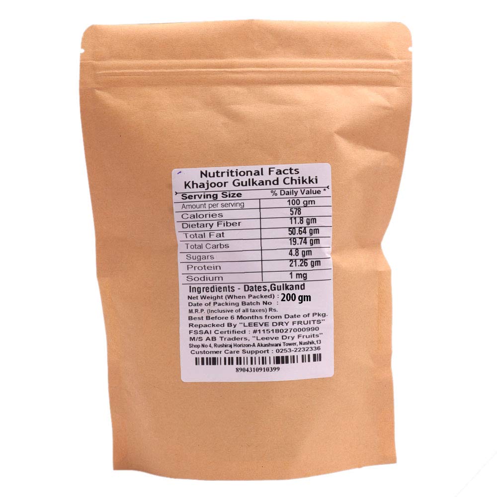 Leeve Dry Fruits Premium Mix Dryfruit Sugarfree Dates Khajoor Gulkand Badam Burfi Nutritius Chikkis Bar 200 gmas