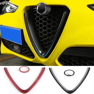 Pentru Alfa Romeo Giulia Roșu sau Fibră de Carbon Stil Grile pentru capul mașinii V Frame Decoration Trim Sticker Logo Cover Styling