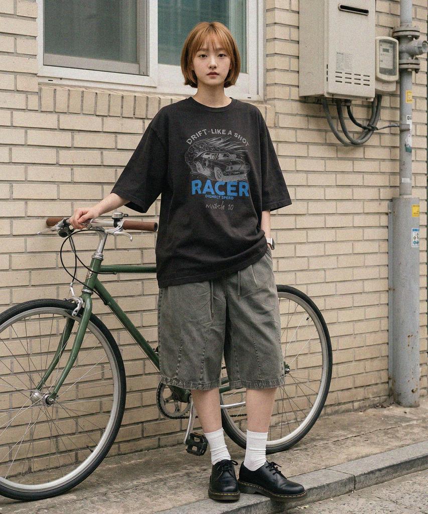 MODERMENT Real Overfit Racer Short Sleeve T-Shirt [Olive]