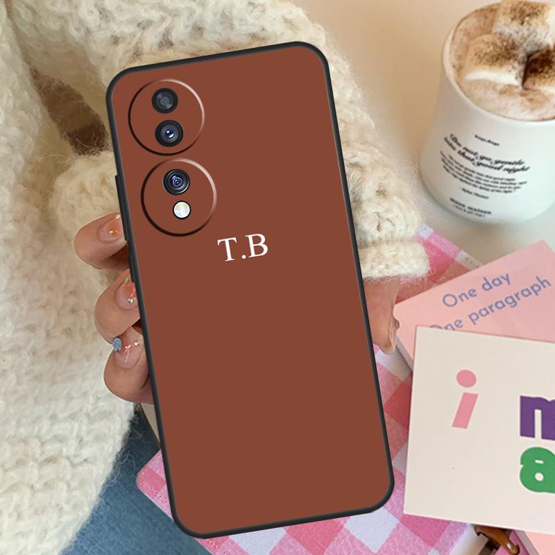 Personalised Pastel Initials Monogram Phone Case For Honor Magic 5 Pro 50 70 90 Lite 8X 9X X6 X7 X8 X9 X8a X7a X6a X9b X9a Cover
