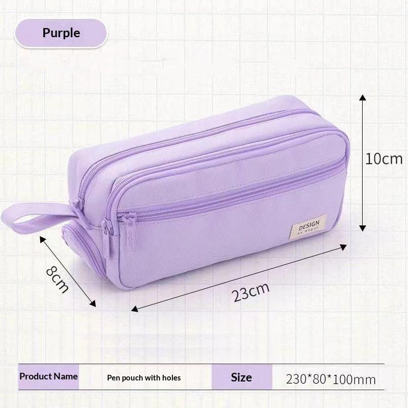 Water Resistant Zippered Pencil Case Large Capacity Multi-Compartment Portable Pouch for Student Stationery