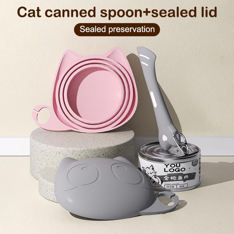 Multifunctional Pet Canned Spoon Can Opener Puppy Feeding Mixing Wet Dry Scoop Reusable Sealing Cover Food Storage Accessory