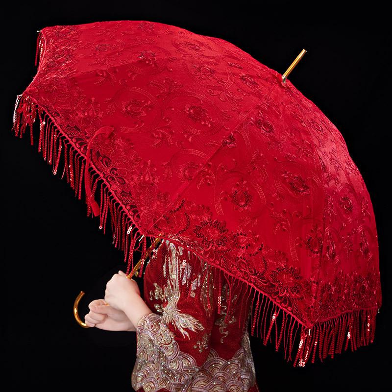 Red Bridal Umbrella Set for Chinese Wedding Ceremony and Dowry