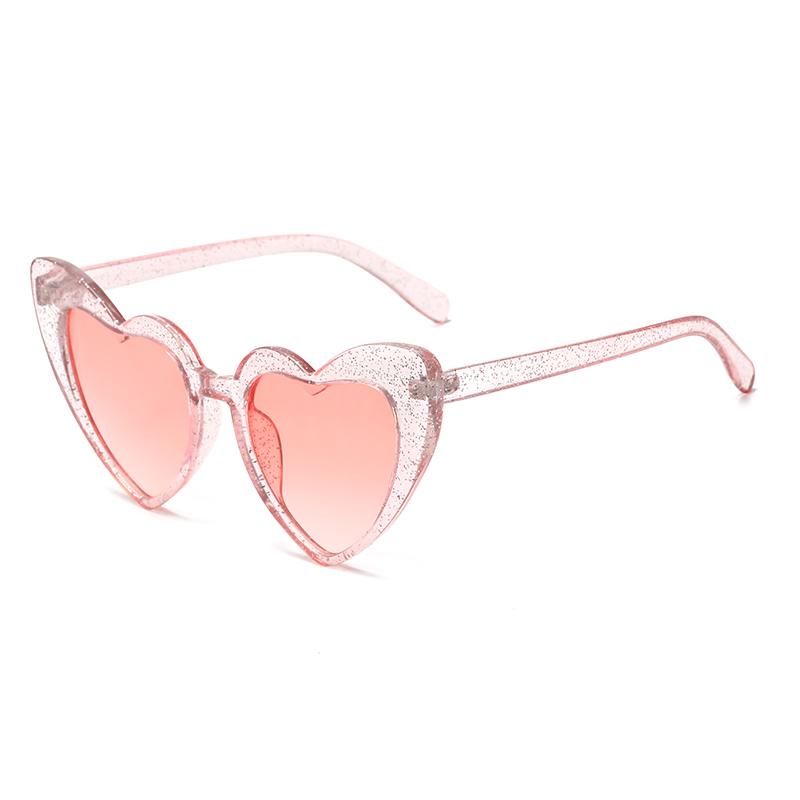 New Heart Shaped Candy Sunglasses Female Punk Cat Eyes Fashion Accessories Large Frame Sparkling Pink Crystal Eyeglasses