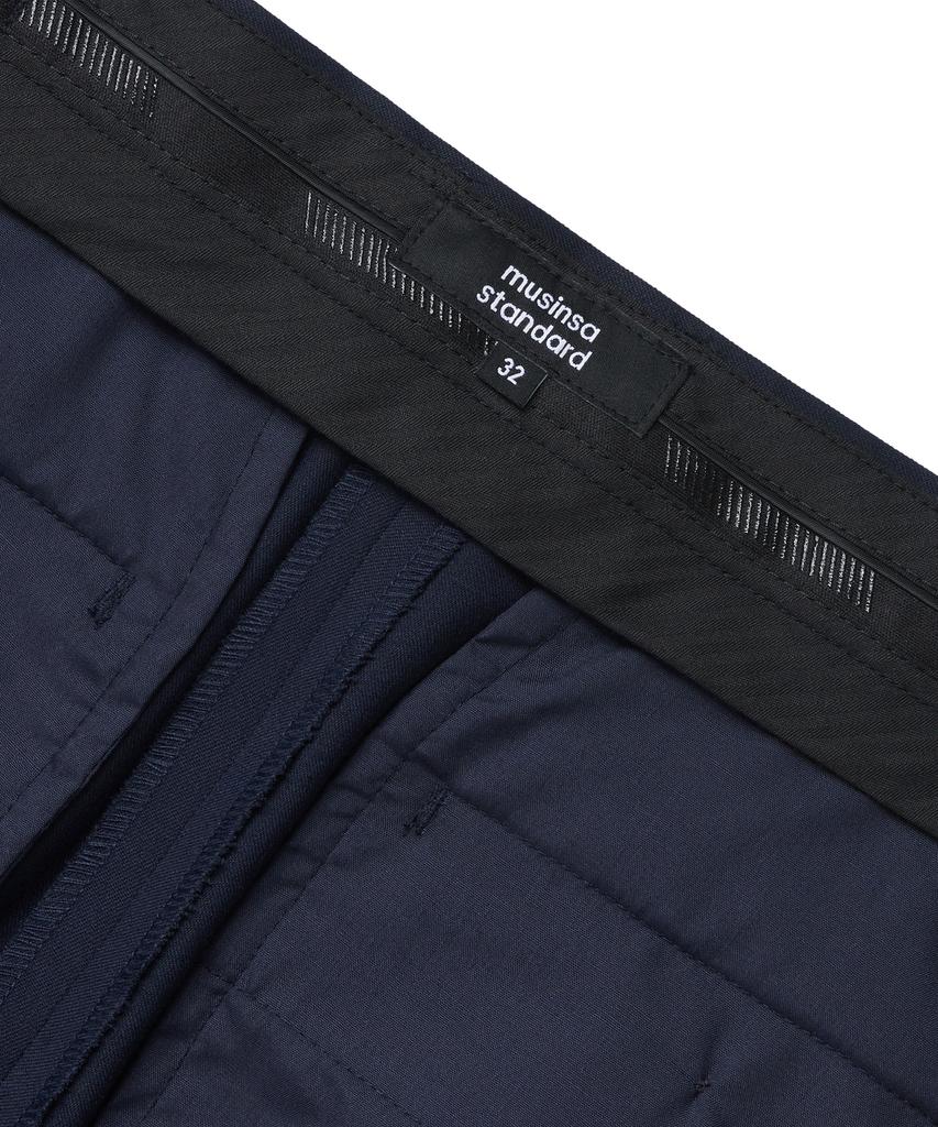 MUSINSA STANDARD Semi Bootcut Hidden Elastic Waist Slacks [Navy]