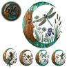 Outdoor Hanging Dragonfly Ornament Vintage Crescent Moon Wall Art Fairy Witch Bee Iron Metal Art Decor Decor Sculpture for Garden Patio Indoor Home