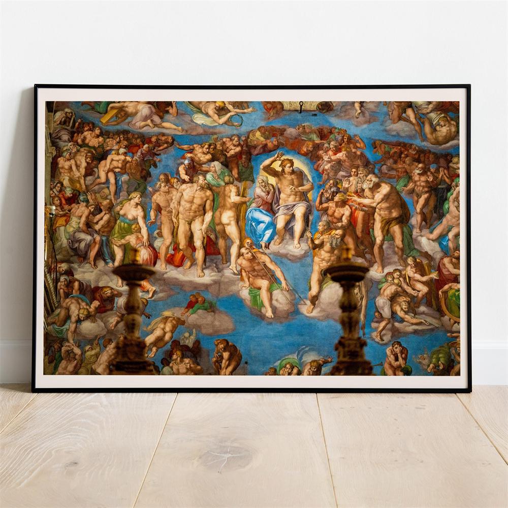 Oil Painting The Last Judgement Print Michelangelo Sistine Chapel Fresco Renaissance Art Canvas Painting Poster Gallery Decor 21X30CMNo Framed