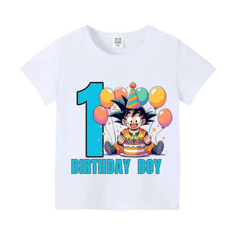 Dragon Ball Birthday Number Printed Tshirt Boys Girls Cartoon Anime Tees Short Sleeve Summer Casual Clothing Loose Tops Gifts 160