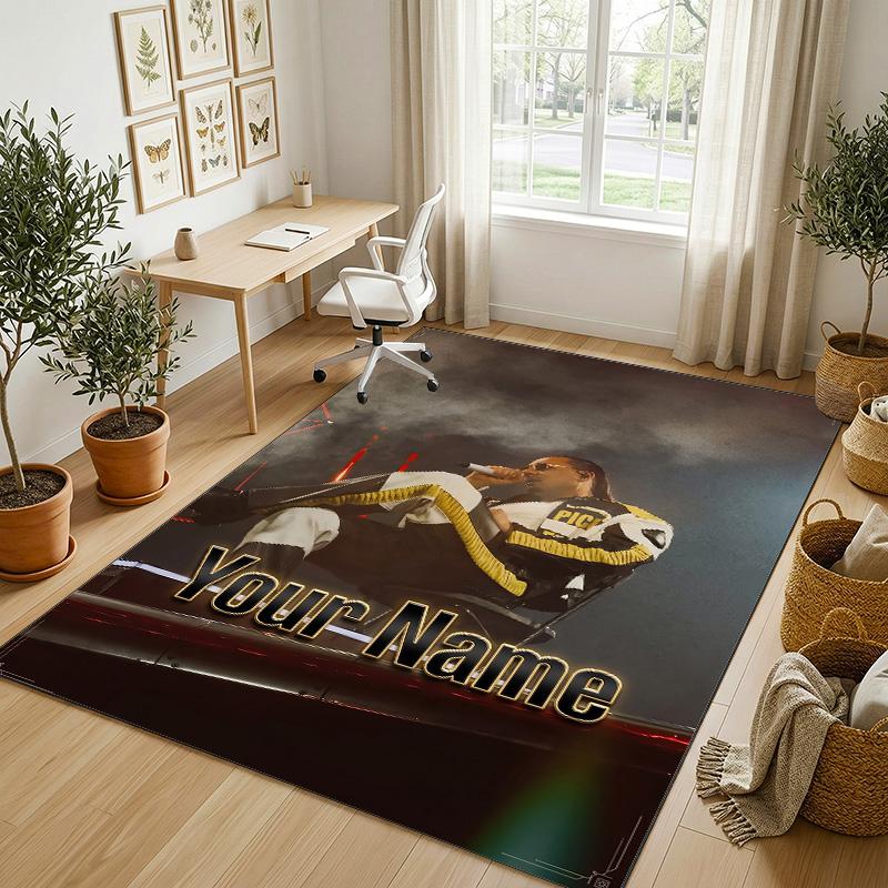 Personalized Crystal Velvet Carpet,Apache 207 Custom Printed Name, Plush Area Rug For Home Indoor Decor