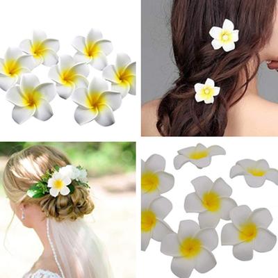 6 Pcs Foam Plumeria Flower Clips, Hawaiian Flower Hair Clips for Women Girls Party Beach Wedding, Hair Styling Accessories