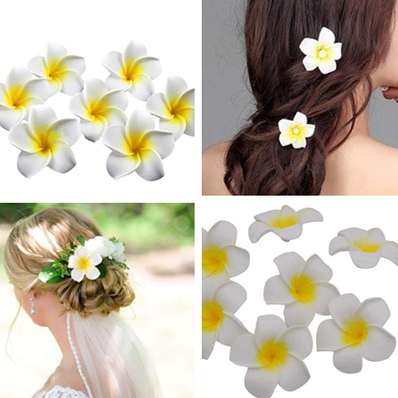 6 Pcs Foam Plumeria Flower Clips, Hawaiian Flower Hair Clips for Women Girls Party Beach Wedding, Hair Styling Accessories