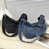 Damen Washed Denim Tasche Umhängetasche Schultertasche