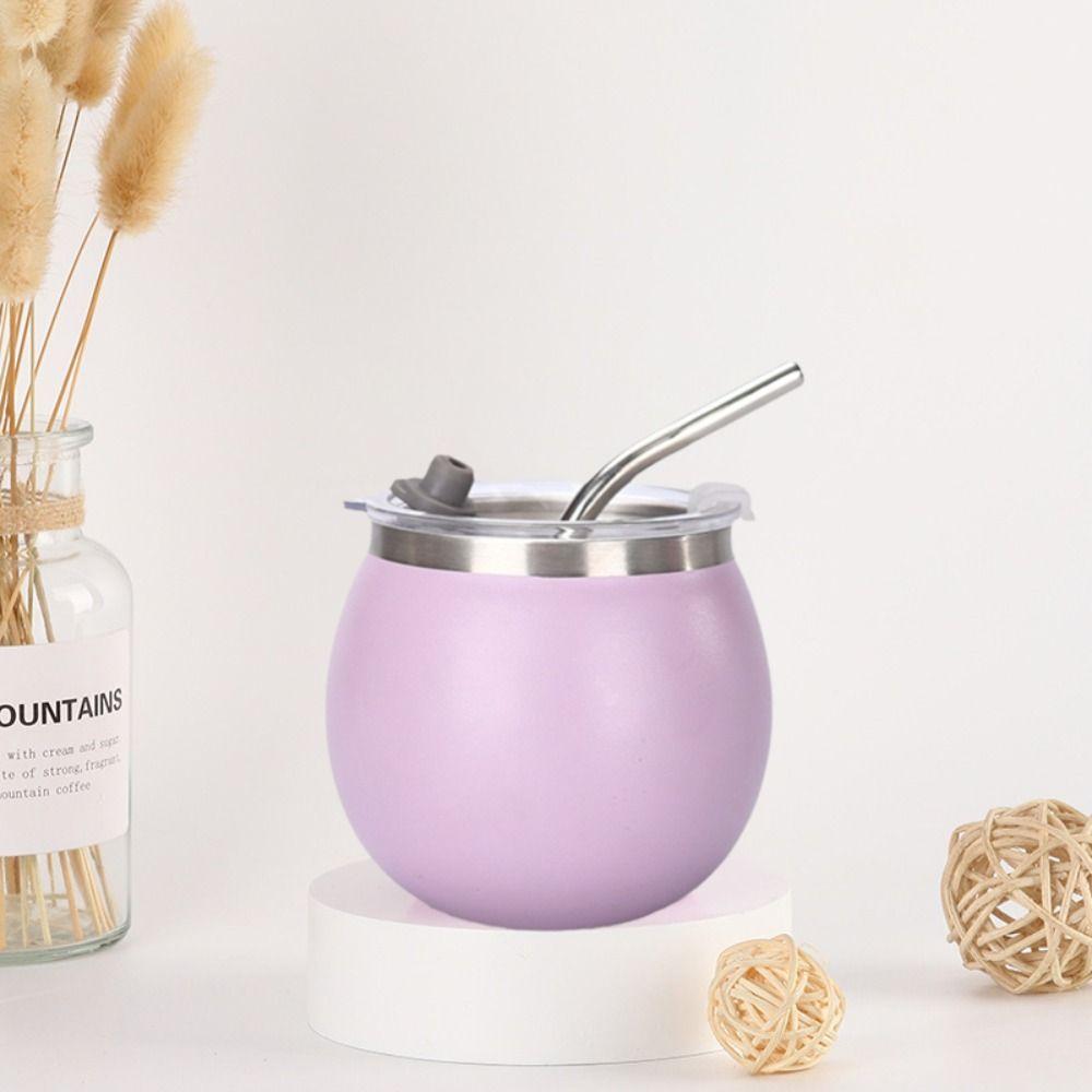 with Straw and Lid Argentine Yerba Mate Cup Double Wall Insulated Cups Portable Egg Cup Office