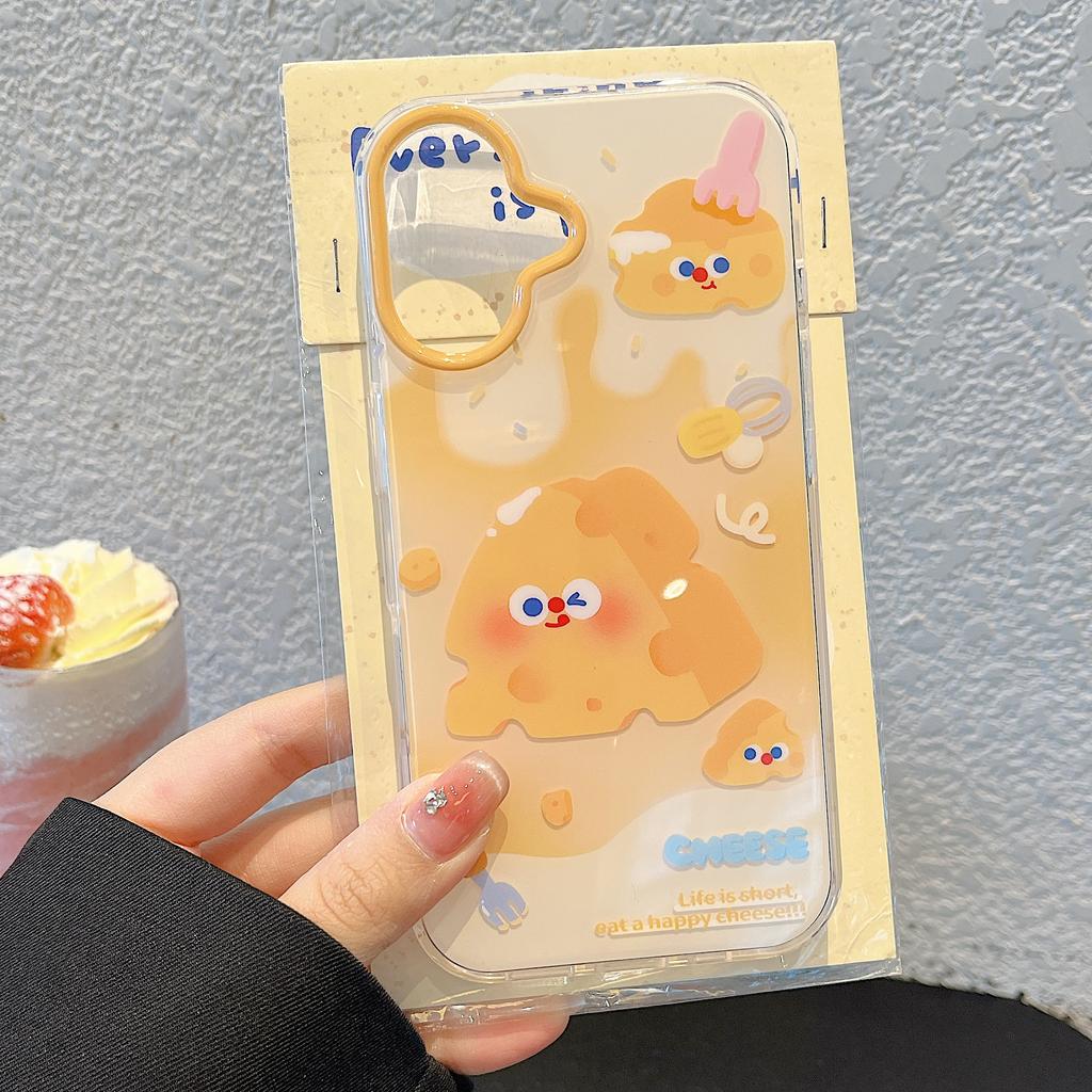 Ins Chic Cheese Case for iPhone 16 Clear Aesthetic Stylish Soft Durable Pretty TPU Protective Cover for iPhone 13 14 15 16 Pro Max