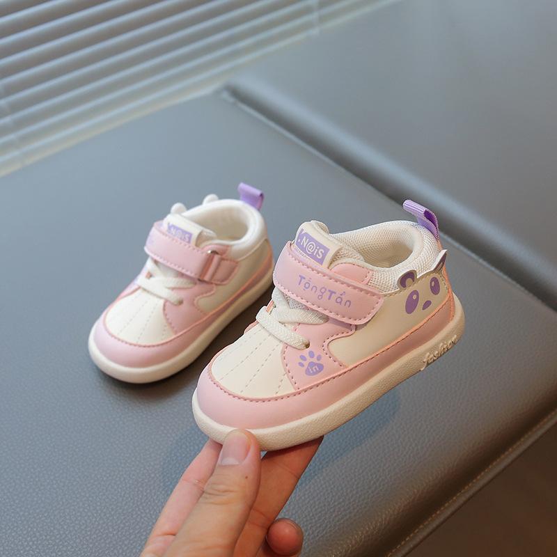 Popular breathable new boys  shoes children s baby toddler shoes non-slip cartoon middle help sports shoes tide 16 розовый