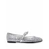 Salvatore Ferragamo Ferragamo Bow Detail Glitter Ballerina Shoes Silver