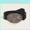 Gothic Black Wide Pu Leather Belt With Pin Buckle For Streetwear Style