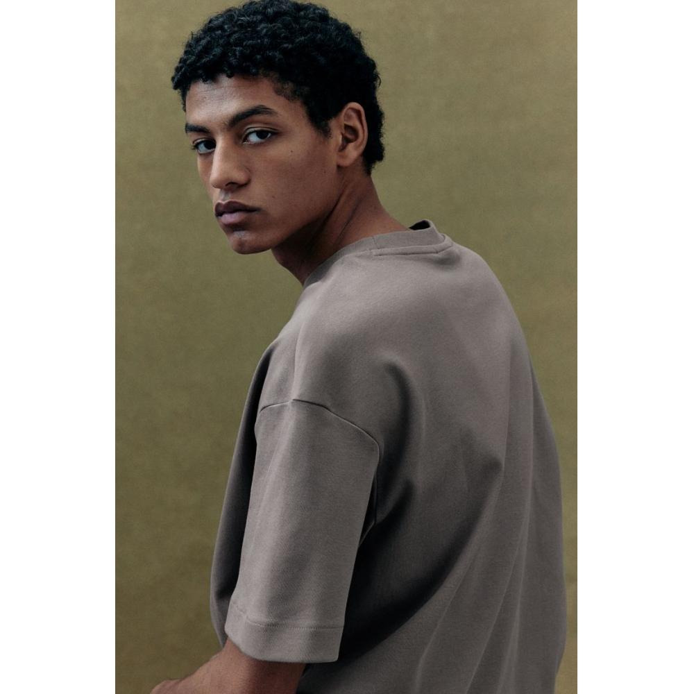H M Loose FiT T sHirT Dark Beige
