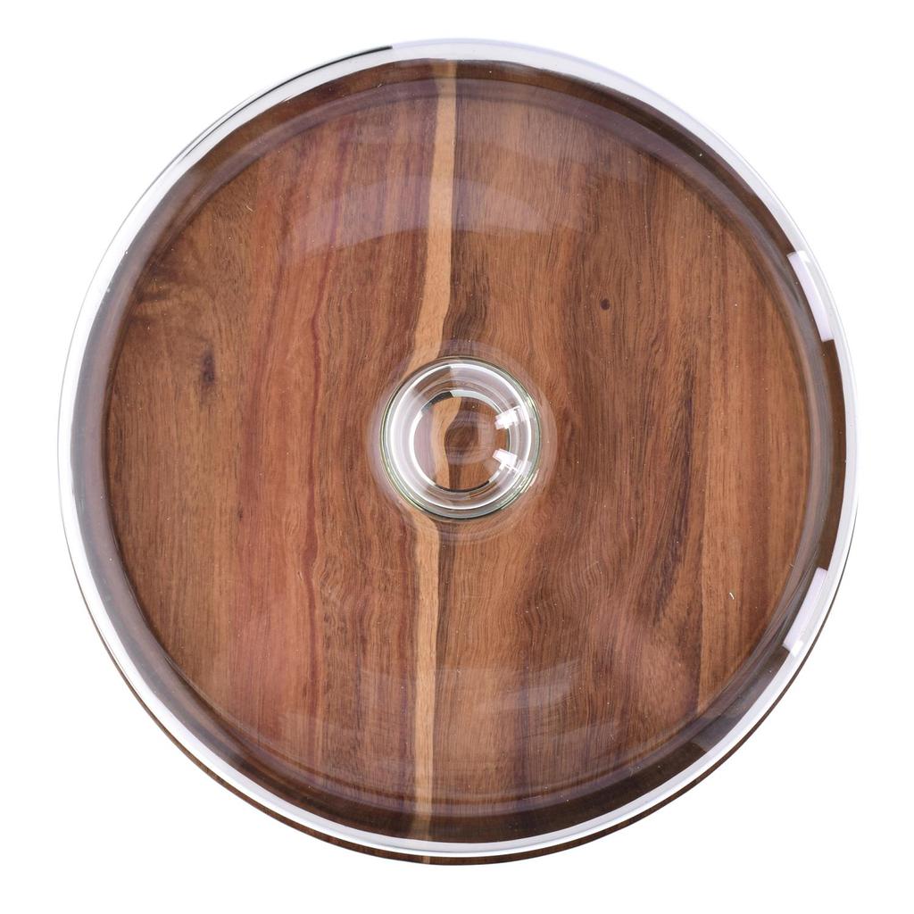 Cake Plate with Dome , Elegant Glass Cover, Acacia, DUKA