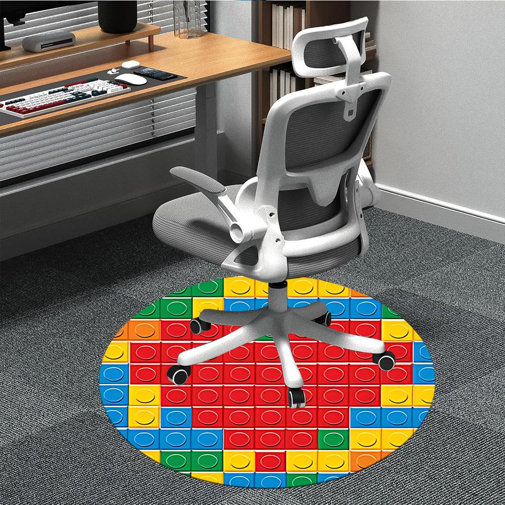 

1PC Block Puzzle Love Office Round Area Rug, Indoor Mat Suitable For Office, Under Office Chairs Bedroom Living Room Home Decor, Room Deco 143 80cm by 80cm