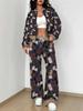 Retro Pattern Autumn And Winter New European And American Women'S Clothing Rose Printing Suit Women