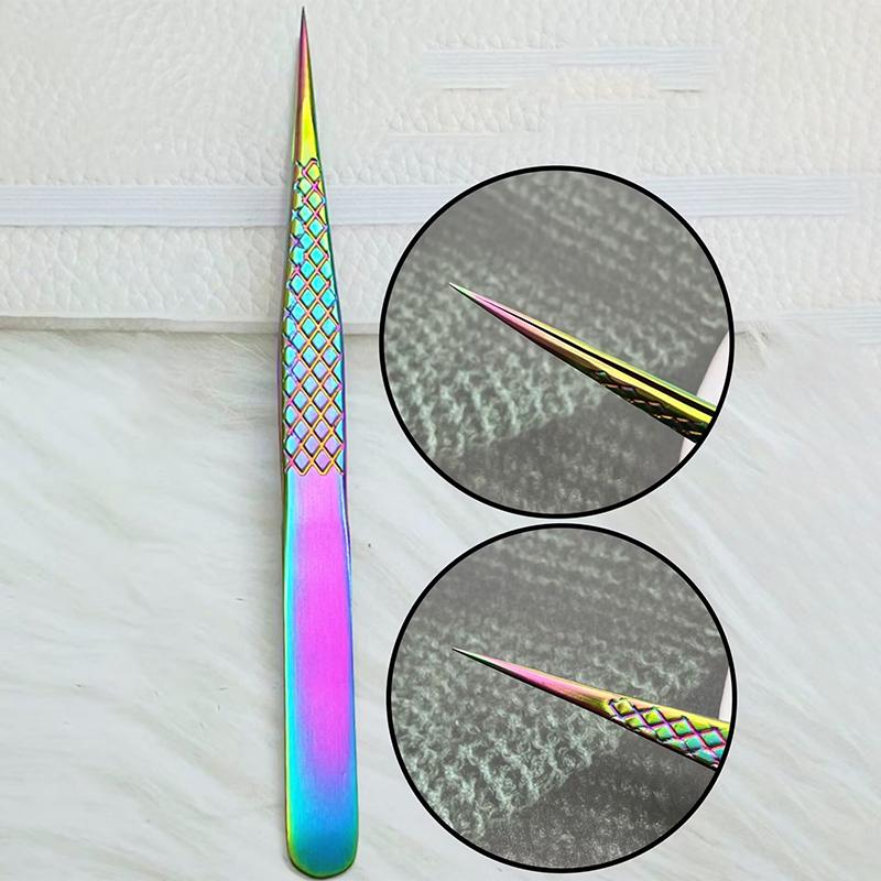 False Eyelash Tweezers Colorful Stainless Steel High Precision Anti-static Eyelash Extension Tweezers Makeup Tools