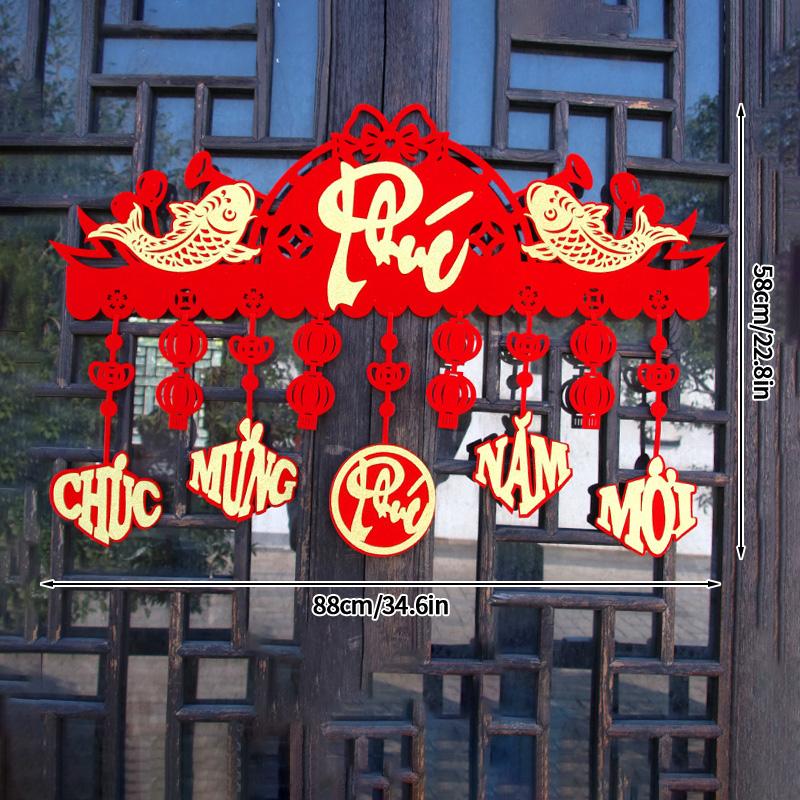 Lunar New Year Decoration Spring Festival Tassel Pendant Door Hanging Red Couplets Vietnam Characters Wall Decor Van Su Nhu Y