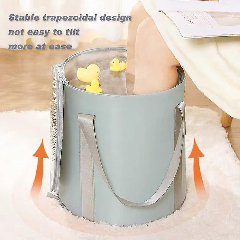 Foot Soaking Bath Bucket, Foot Bath Portable Travel Thermal Insulation Multifunctional Foldable Foot Soaking Bucket with Lid Home ,Blue
