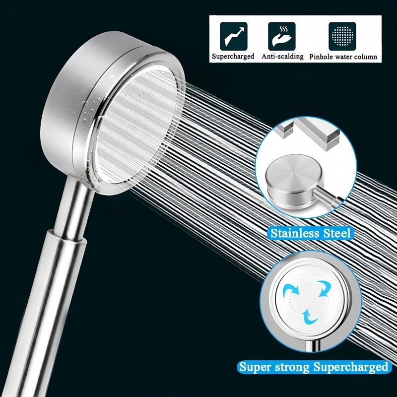 New 304 Stainless Steel Shower Head High-pressure Brushed Handheld Shower Bathroom Pressurized Water Saving Rainfall Showerhead
