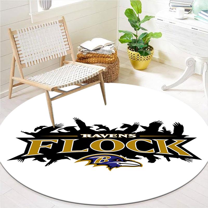 BaltimoreRavens Round Area Rug,Carpet Rug for Living Room Bedroom Sofa Playroom Decor,Non-slip Floor Mat
