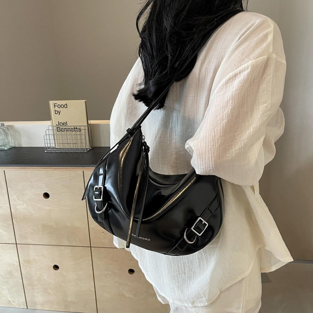 Women PU Trendy Shoulder Handbag Adjustable Strap Fashion Shoulder Bag Chic Hobo Bag Zip Closure for Outdoor Travel