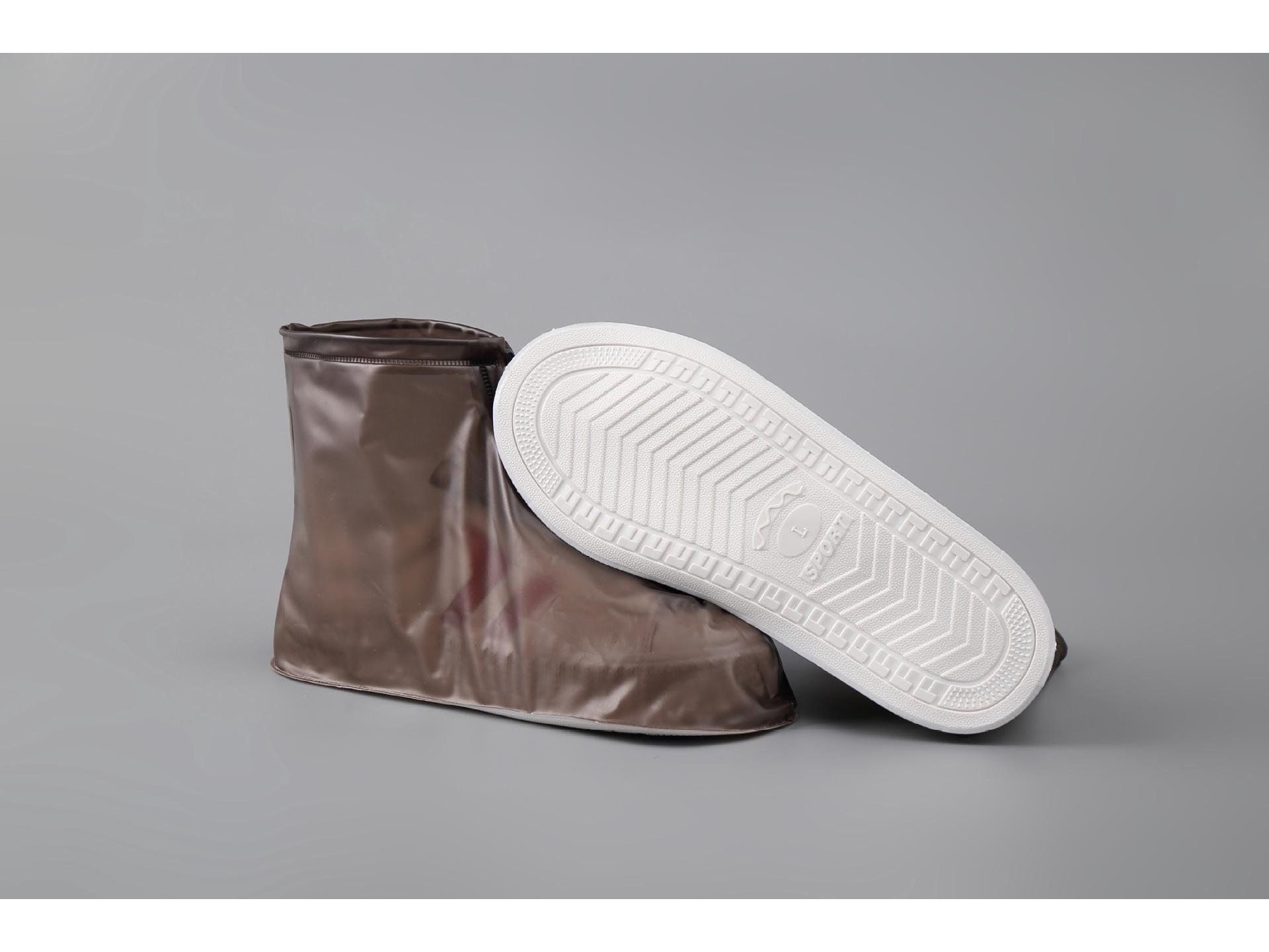 Waterproof Zippered Rain Shoe Covers, Thickened Anti-Slip PVC Mid-Calf Overshoes L (39-40)