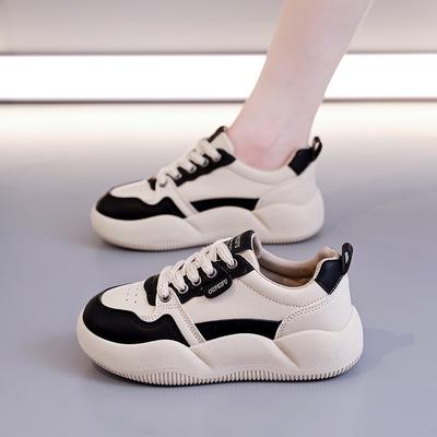 Spring Lightweight and Versatile Casual Single Shoes Women's Fashion Simple Platform Sports Running Shoes Niche Leather Dad Shoes