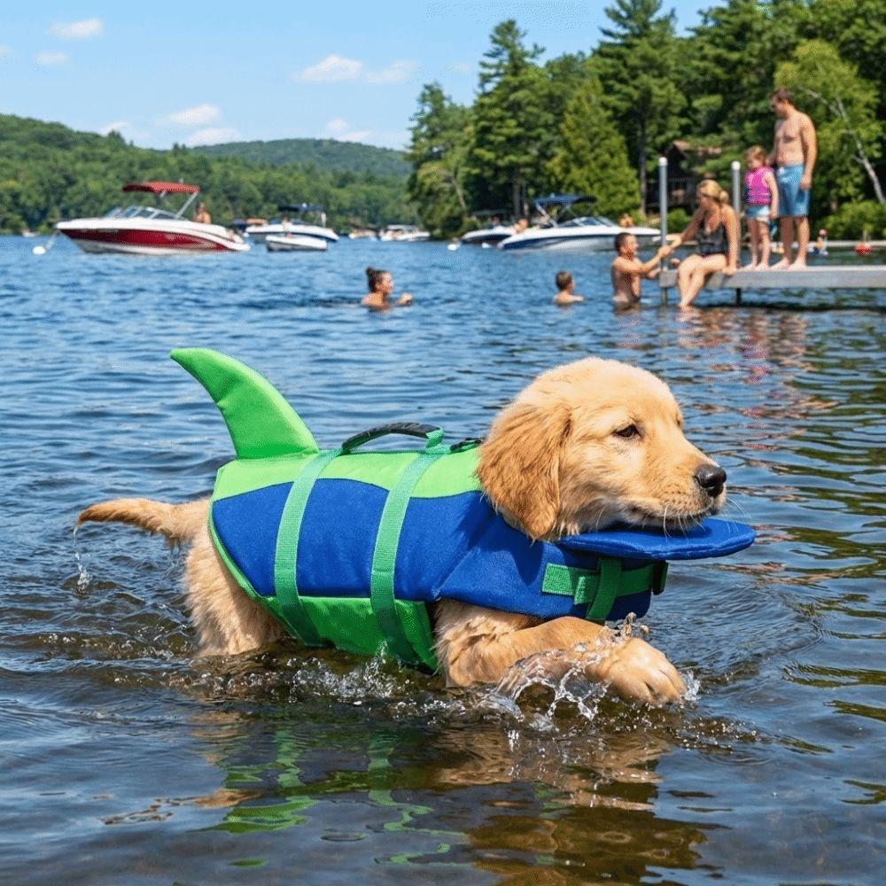 Shark Shape Dog Life Vest Adjustable Dog Life Preserver Dog Swimming Suit Boating Safety