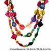 Rétro Bohème Statement Multi-couches Long Collier Plastron Perles Bois Coloré Fait Main Choker