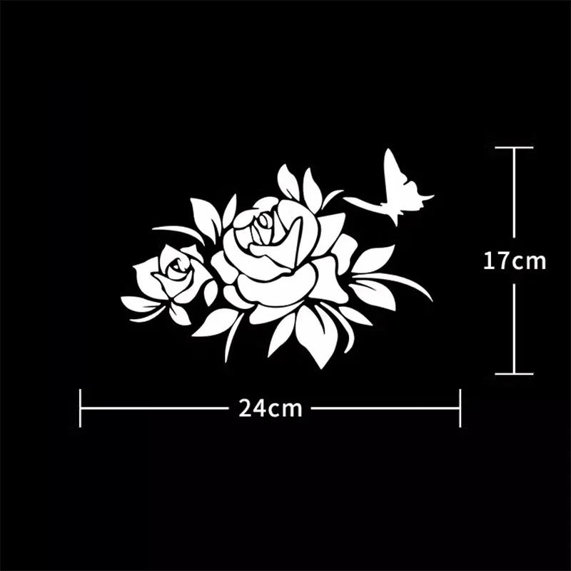 24x17cm Butterflies Love Flowers Car Sticker Auto Body Bumper Windows Motorcycle Laptop Walls Vinyl Film Decal Car Accessories