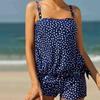 Polka Dot Badeanzug Frau 2023 Dot Schwarz Frauen Hohe Träger Taille Polka Einstellbar Strand Bademode Tankinis Set