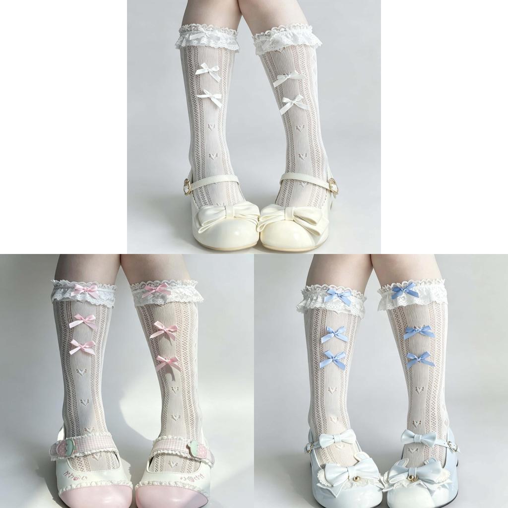 Lolita Socks With Lace Bows For Women Summer Fashion Cotton Blend