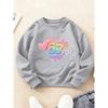 Kids Crewneck Sweatshirt, Fun Birthday Graphic with Rainbow Hearts & Number 67 Print Long Sleeve Top
